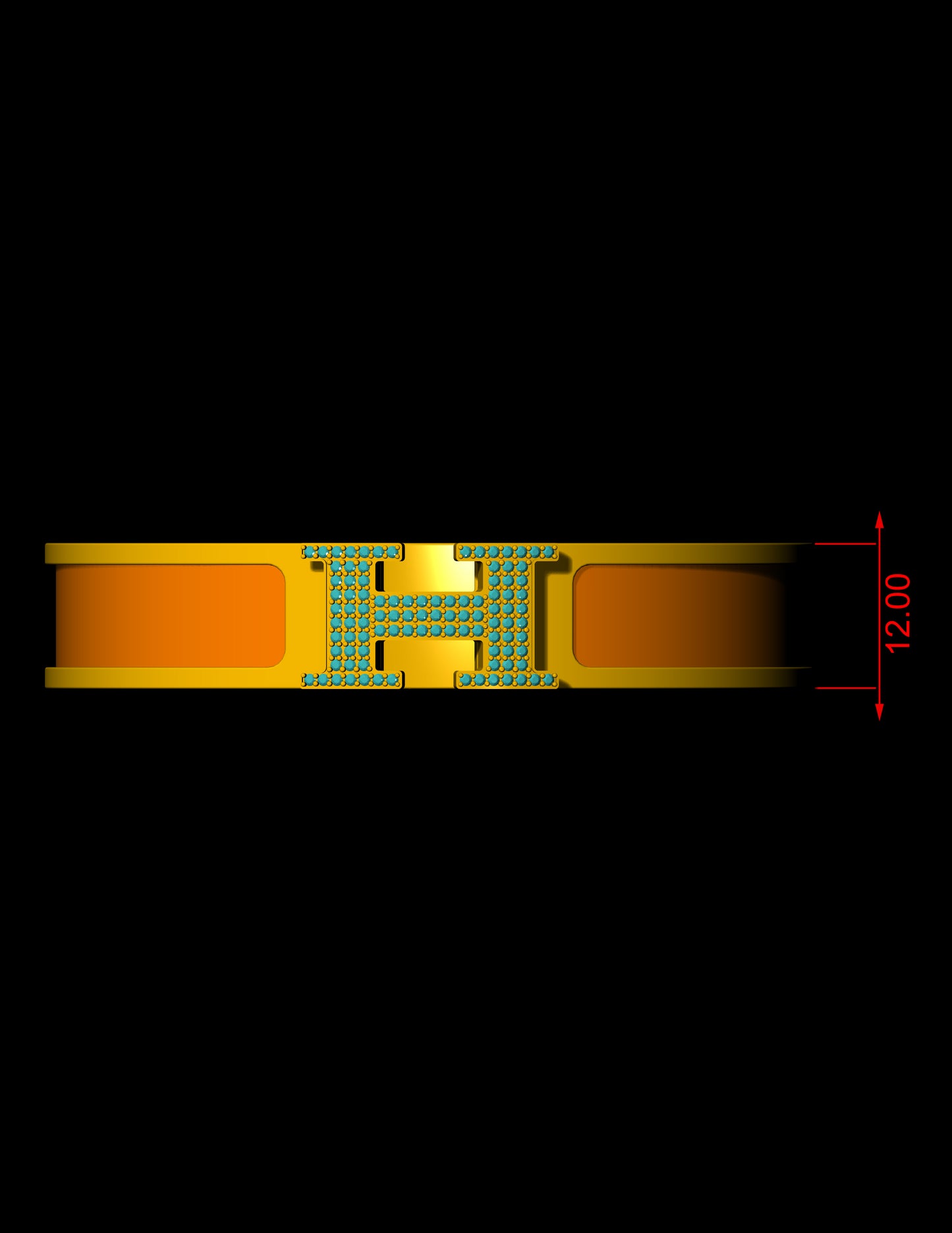 Hermes Inspired H Diamond Bangle CAD File Luxury Monogram Bracelet Design