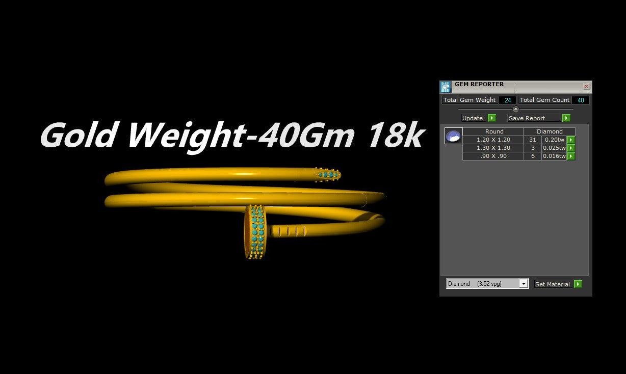 Juste Un Clou Style Diamond Bangle CAD Design STL & 3DM Files