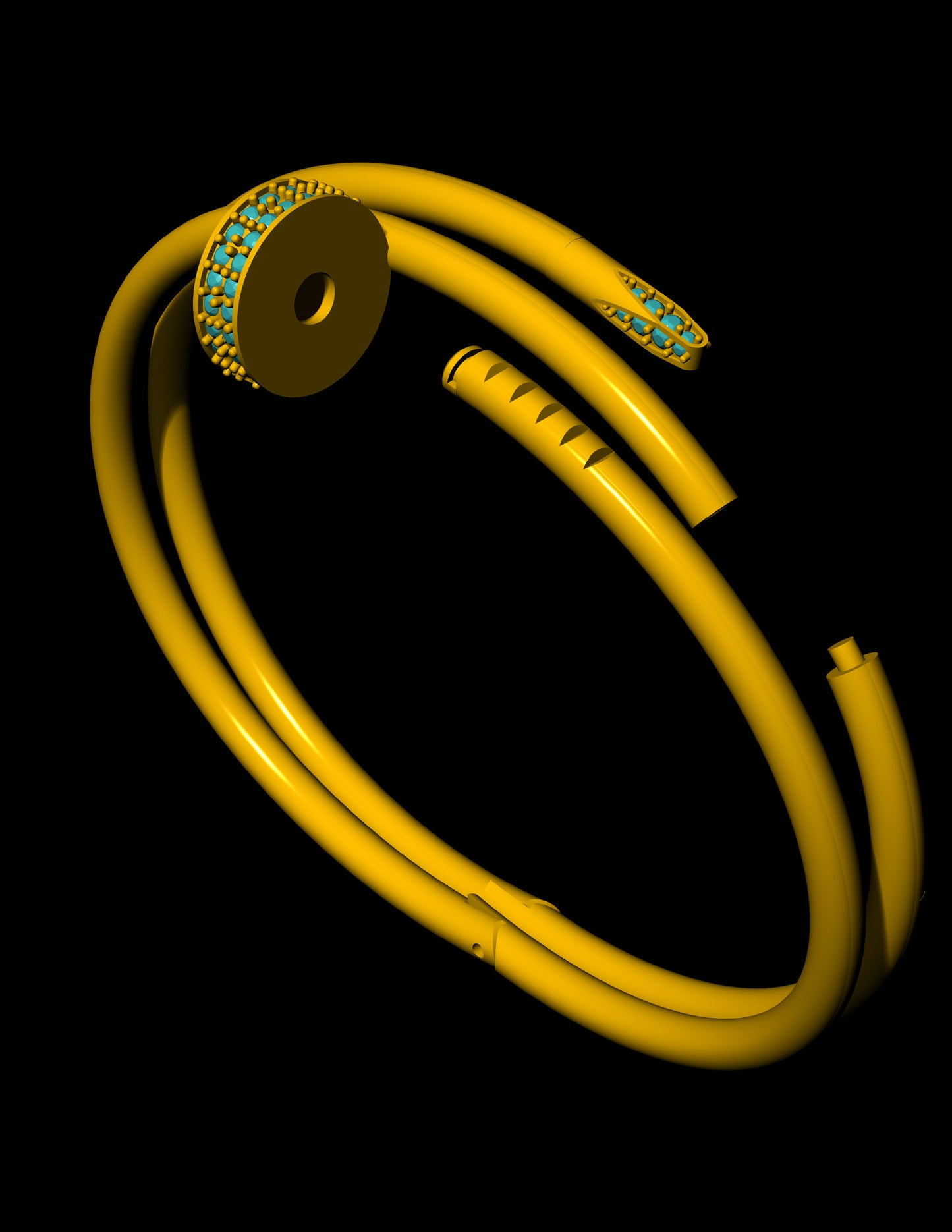 Juste Un Clou Style Diamond Bangle CAD Design STL & 3DM Files