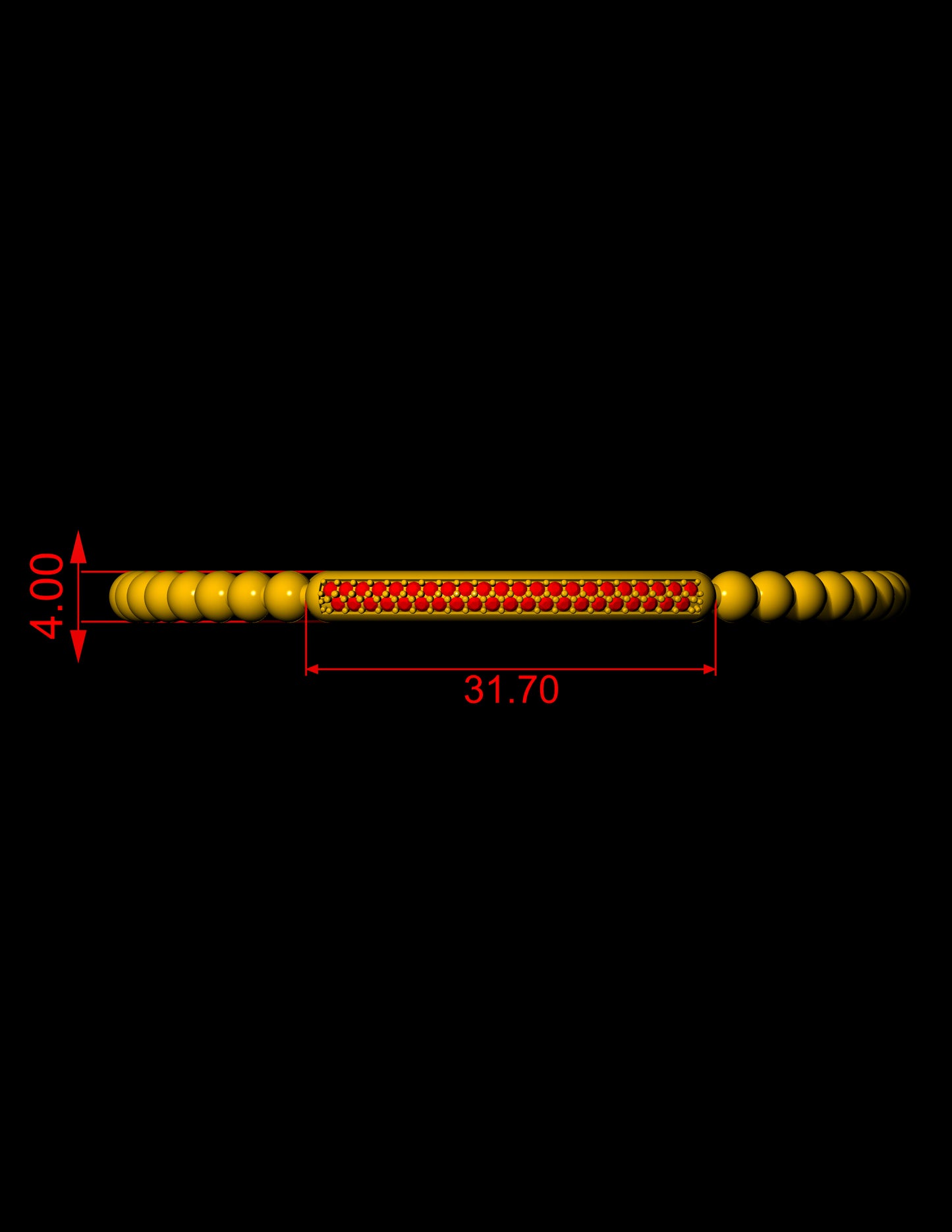 Stretchable Gold Bead Bracelet with Diamond Bar CAD file 3dm