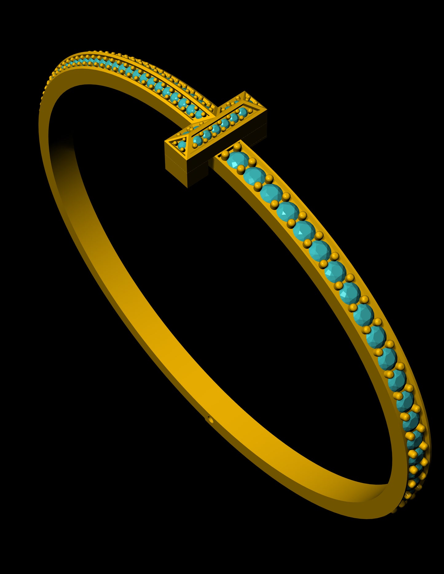 Tiffany T Narrow with Full Pavé Bracelet – Jewelry CAD Design File