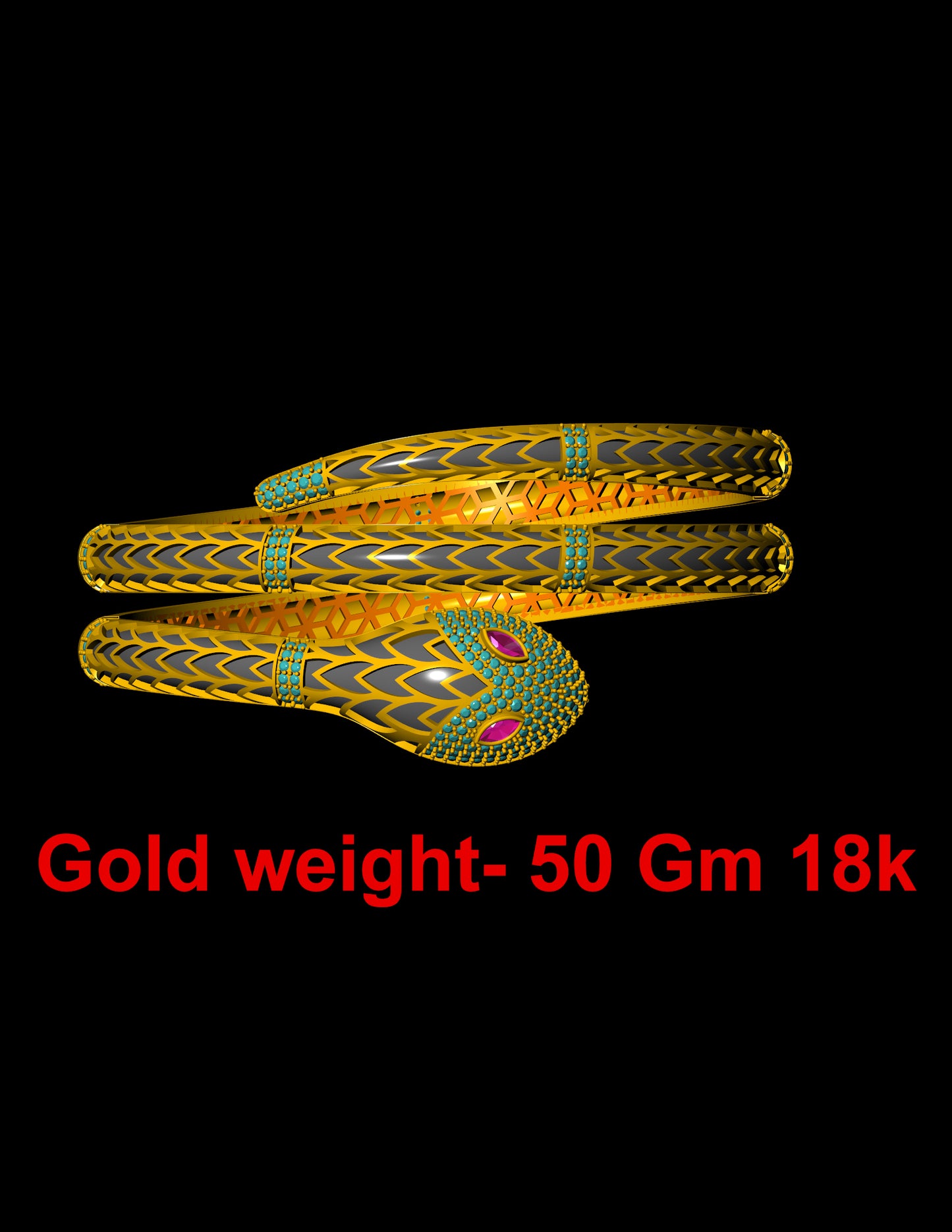 Serpentine Hinged Bracelet CAD Luxury Inspired Design