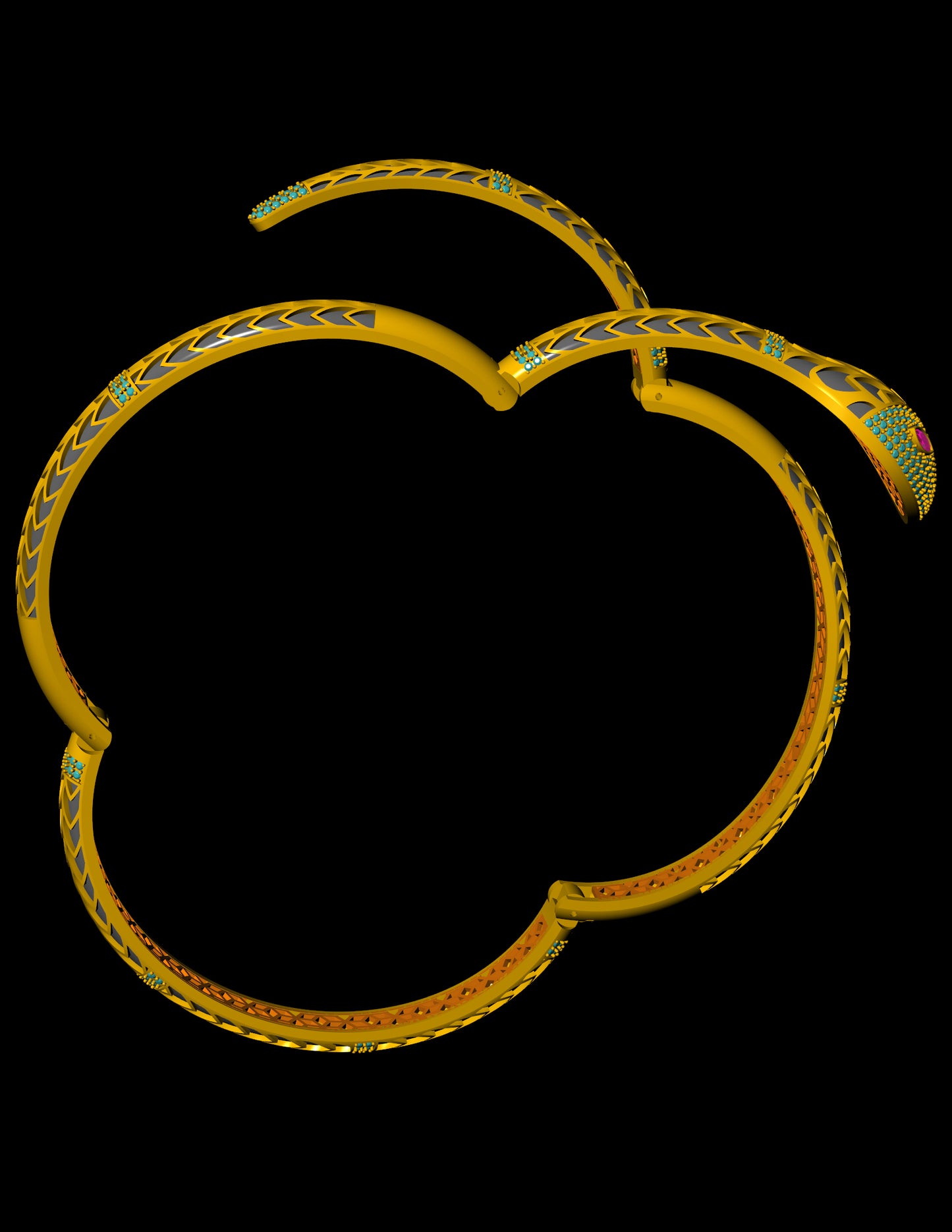 Serpentine Hinged Bracelet CAD Luxury Inspired Design