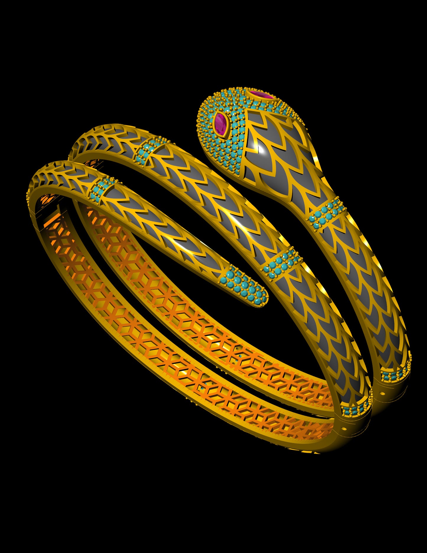 Serpentine Hinged Bracelet CAD Luxury Inspired Design