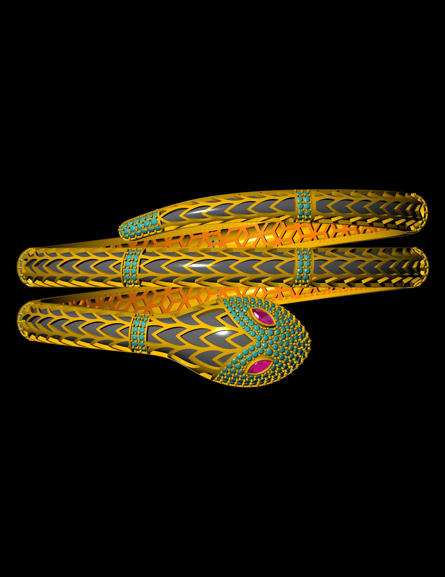 Serpentine Hinged Bracelet CAD Luxury Inspired Design