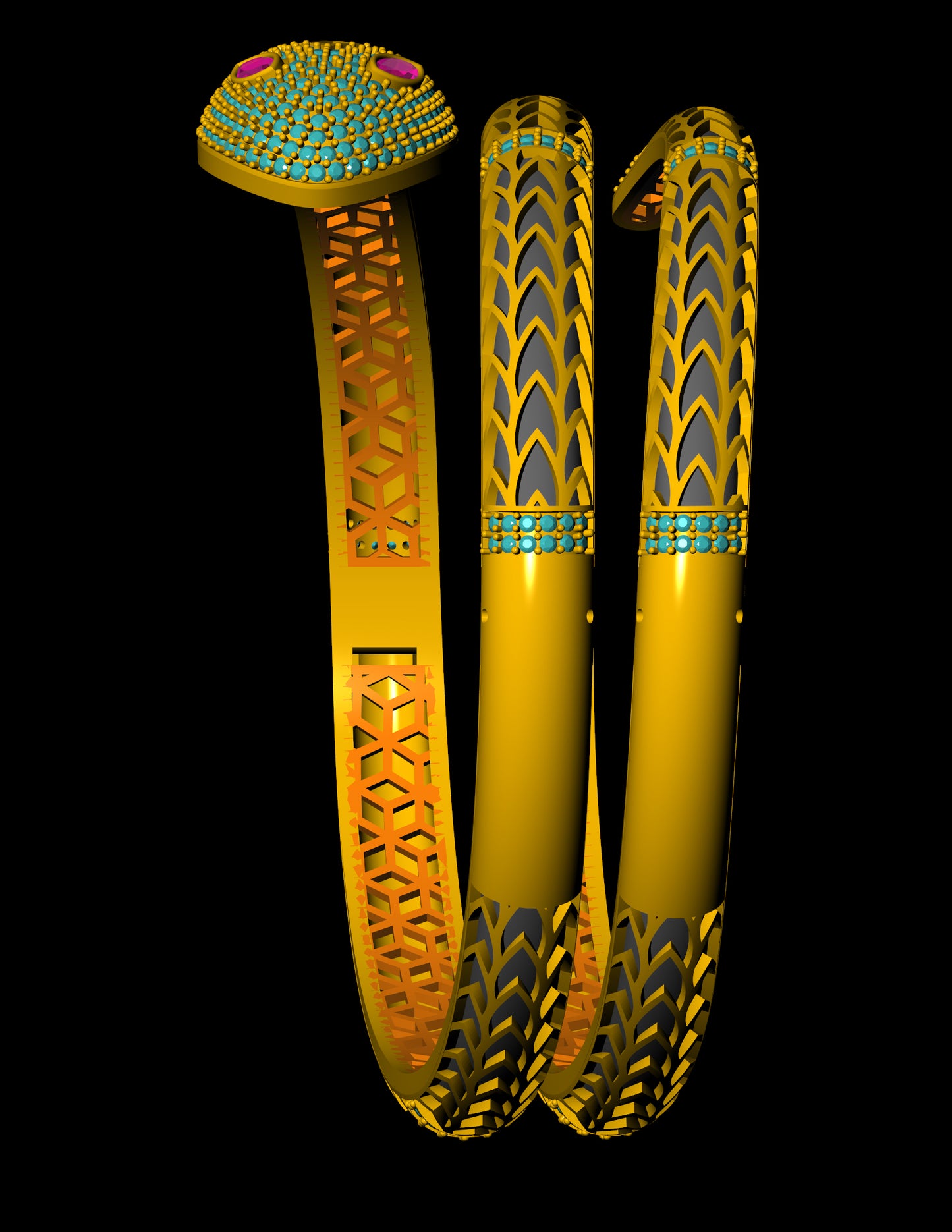 Serpentine Hinged Bracelet CAD Luxury Inspired Design