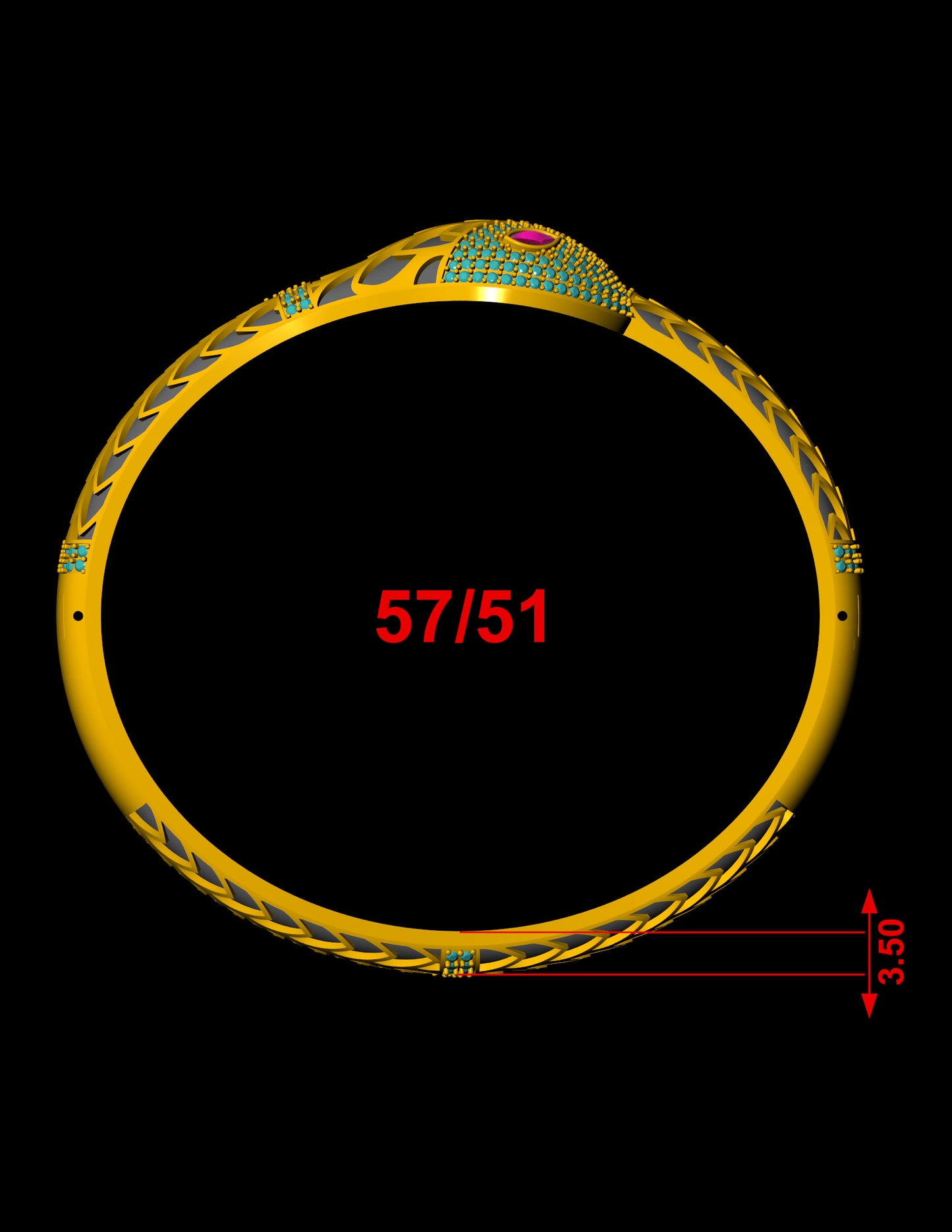 Serpentine Hinged Bracelet CAD Luxury Inspired Design