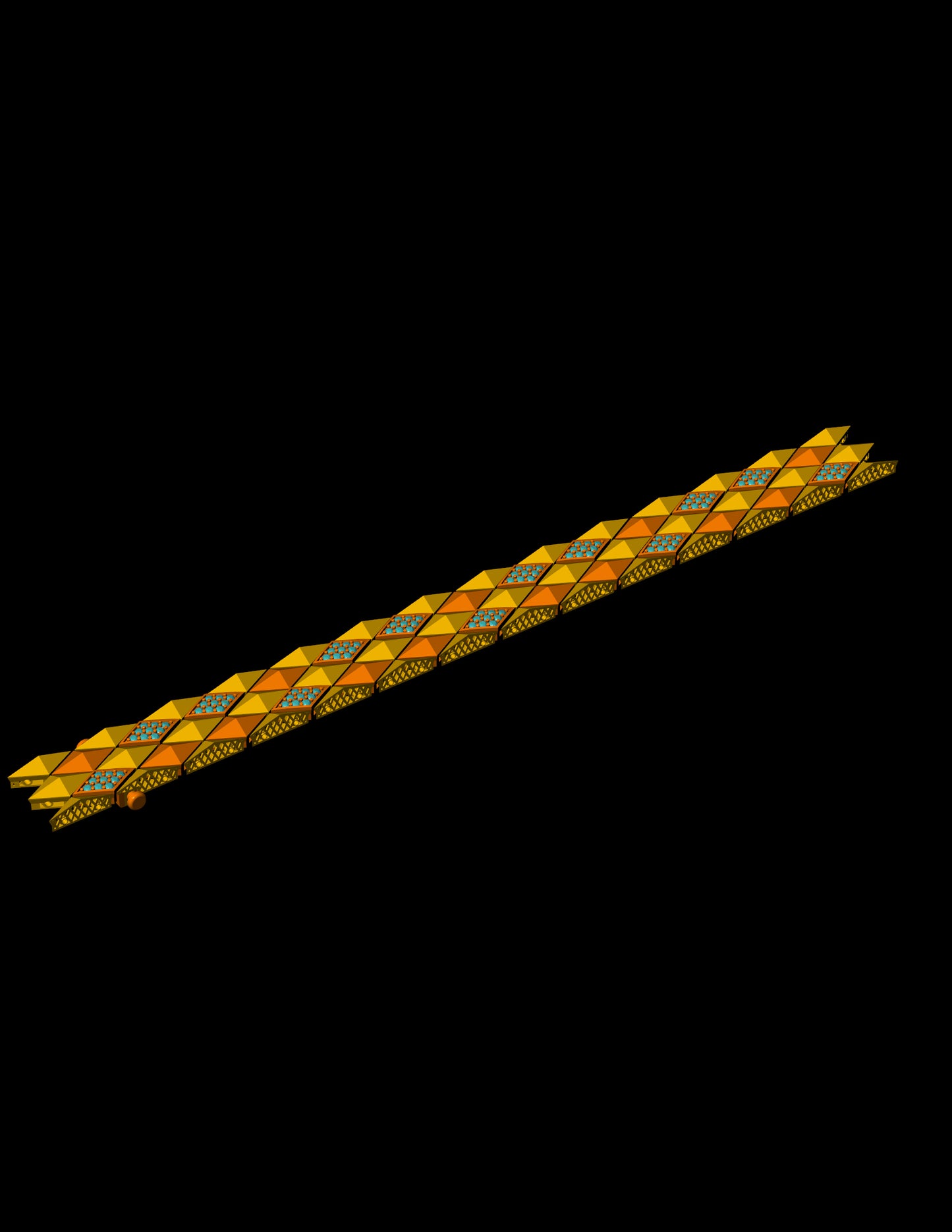 Diamond Pyramid Panel Bracelet CAD Carpet Link Concept