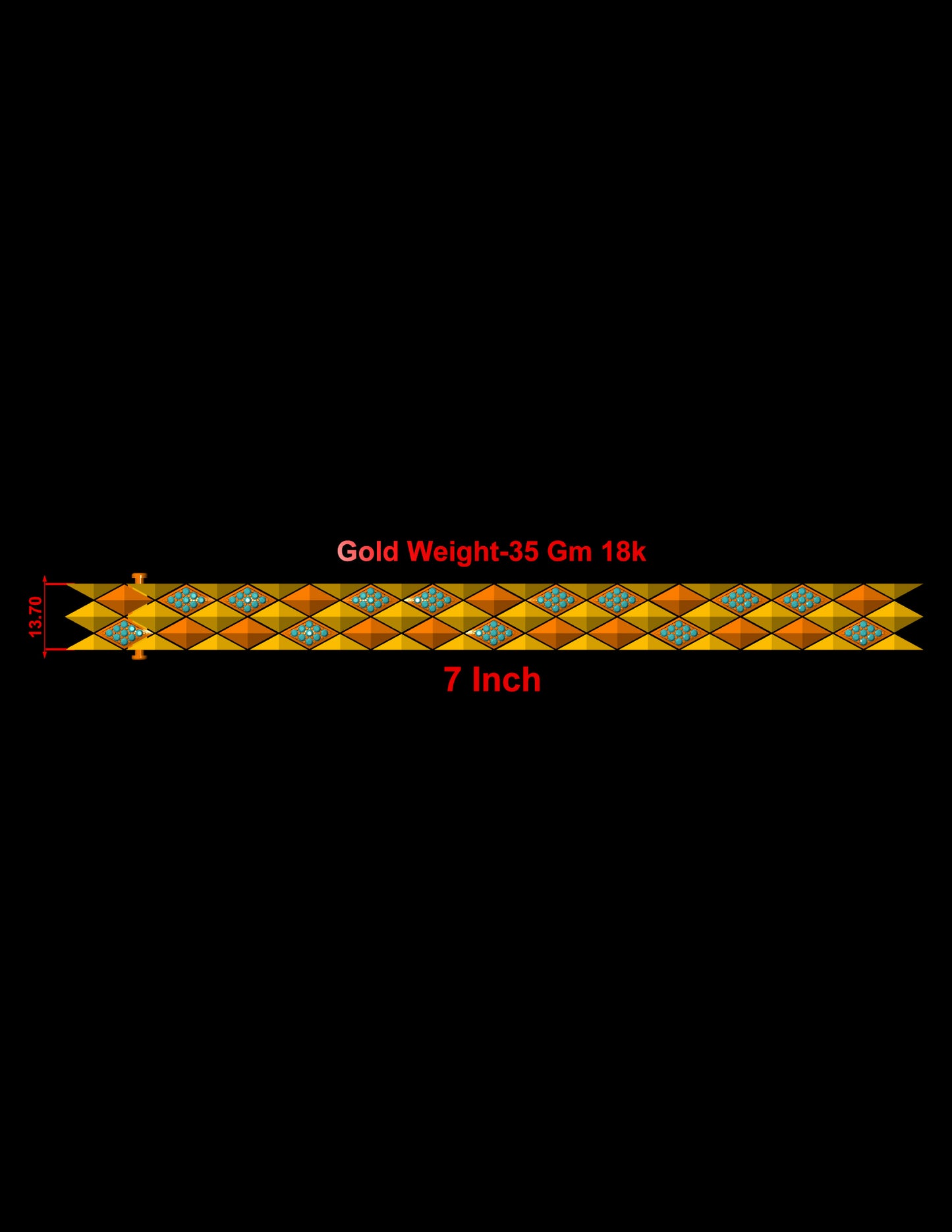 Diamond Pyramid Panel Bracelet CAD Carpet Link Concept