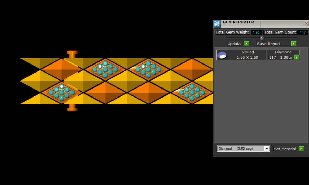 Diamond Pyramid Panel Bracelet CAD Carpet Link Concept