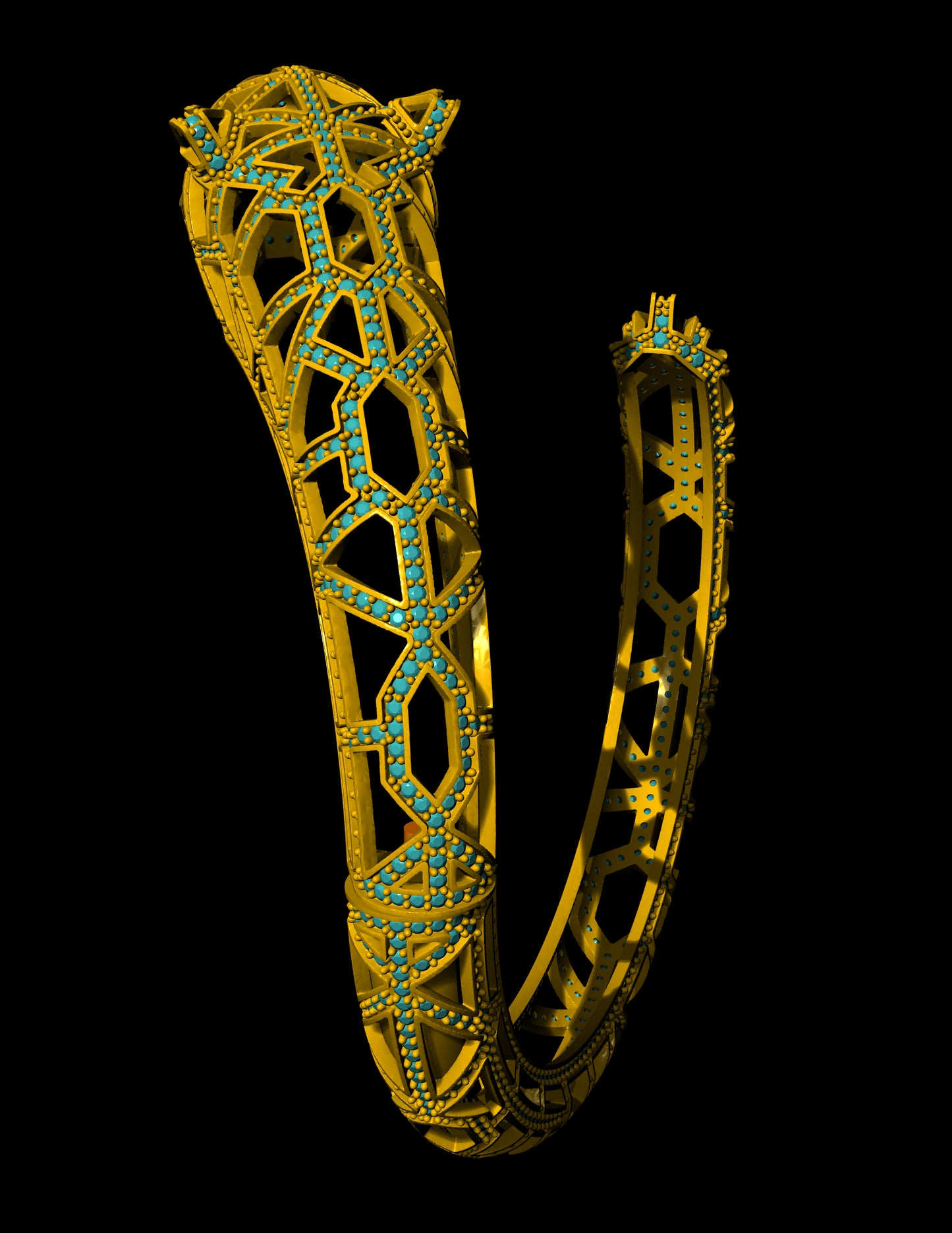 Cartier Panther Head Bangle Bracelet 3DM CAD STL File Pave Design