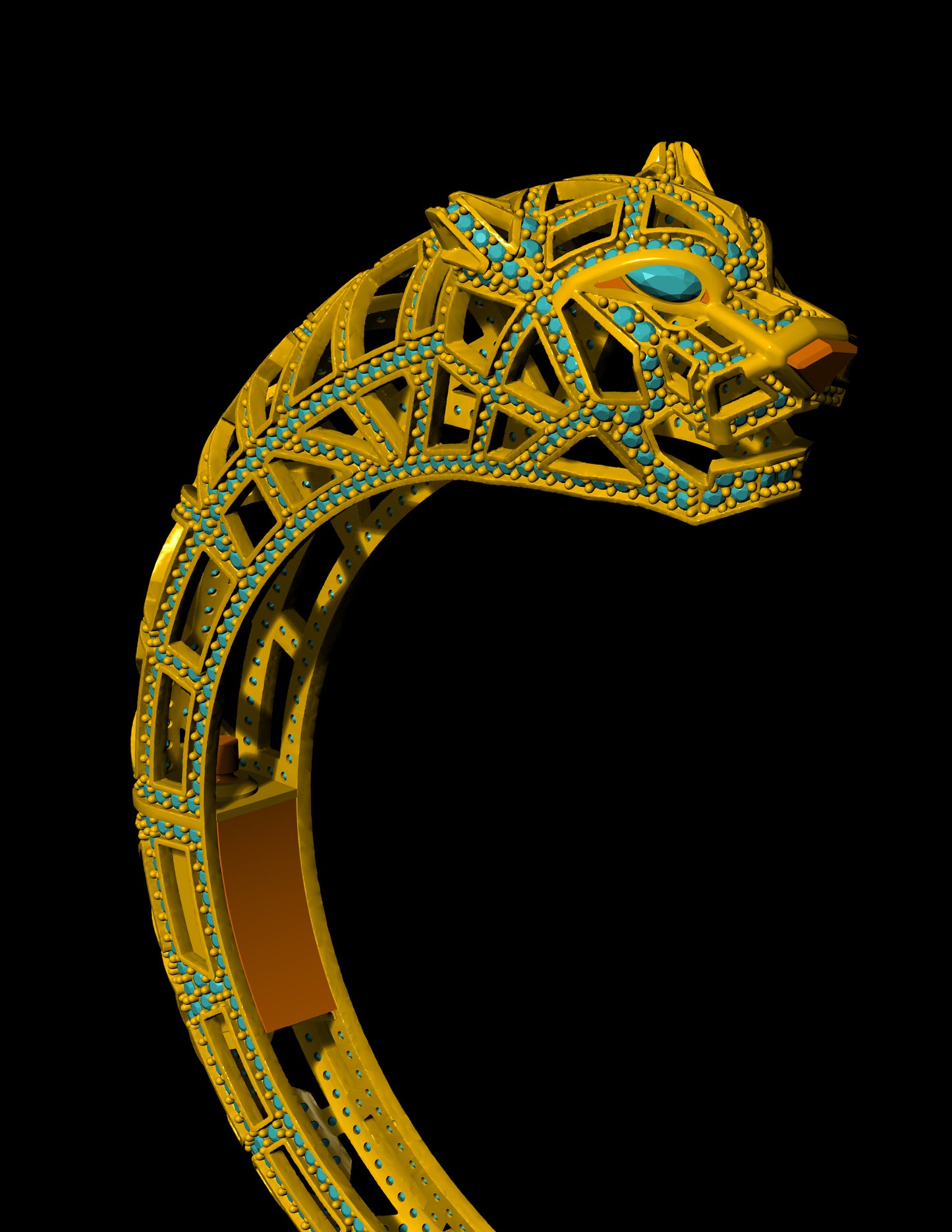 Cartier Panther Head Bangle Bracelet 3DM CAD STL File Pave Design