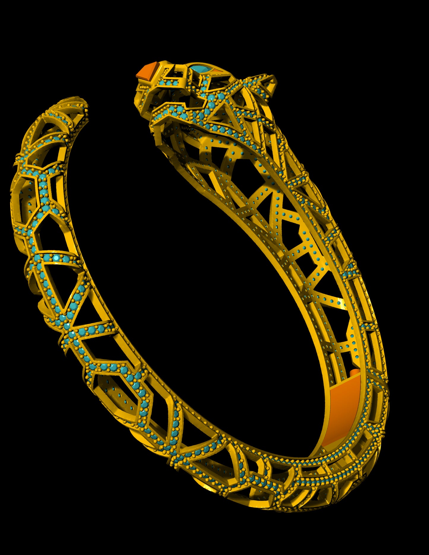 Cartier Panther Head Bangle Bracelet 3DM CAD STL File Pave Design