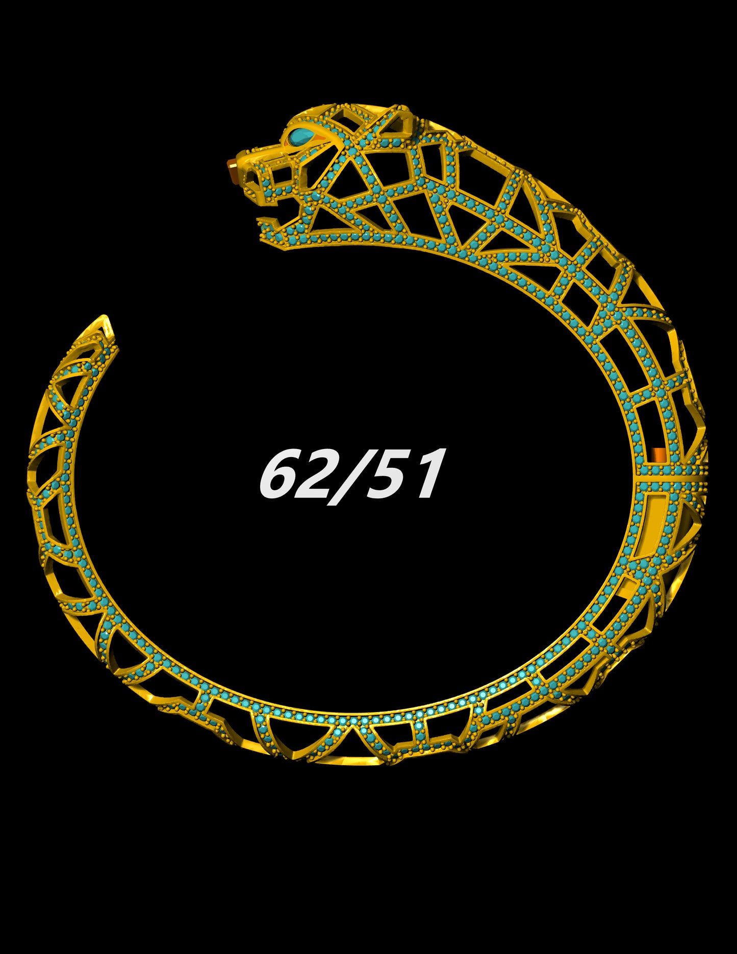 Cartier Panther Head Bangle Bracelet 3DM CAD STL File Pave Design