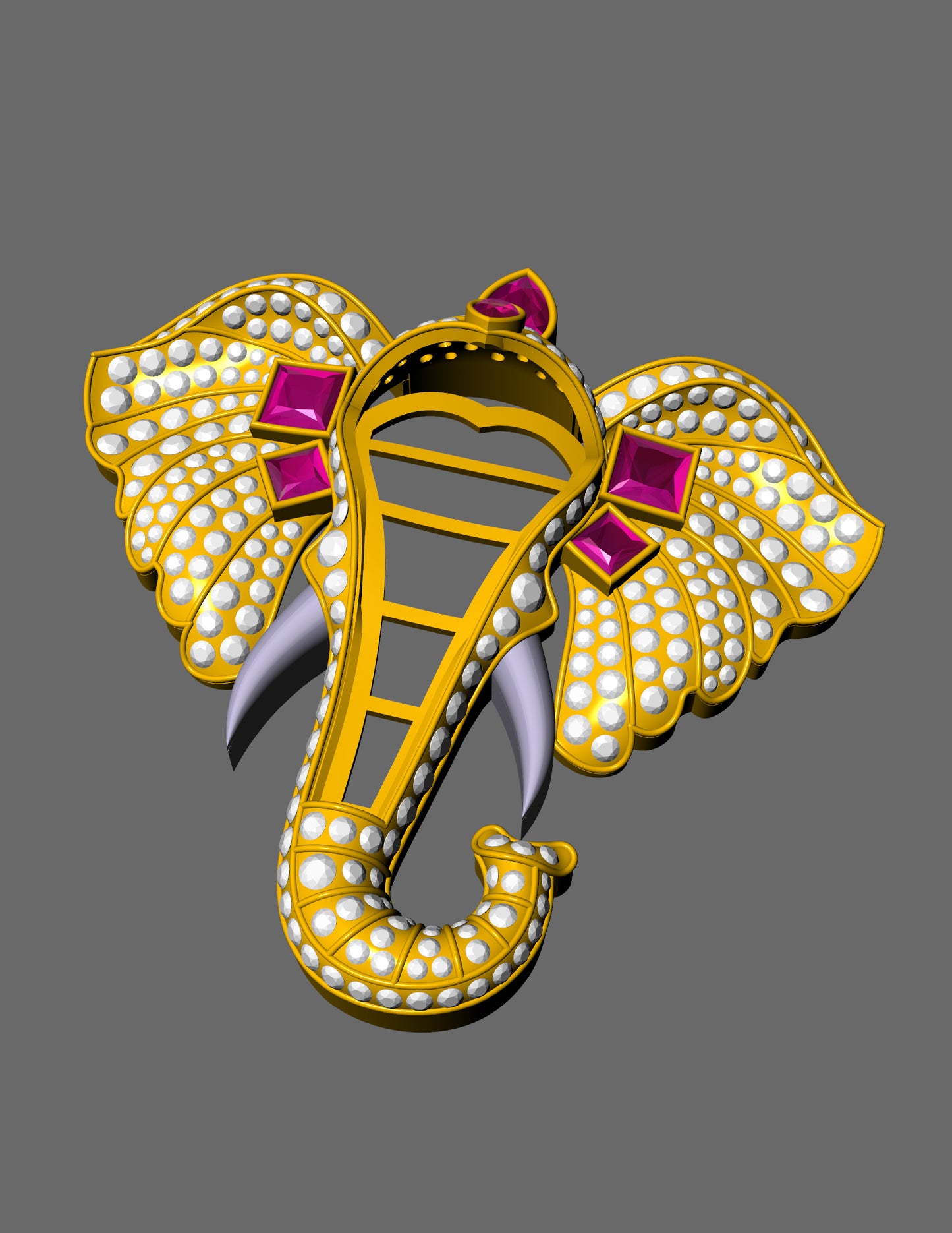 Ganesh Pendant with Blue Gemstone Diamond Pave