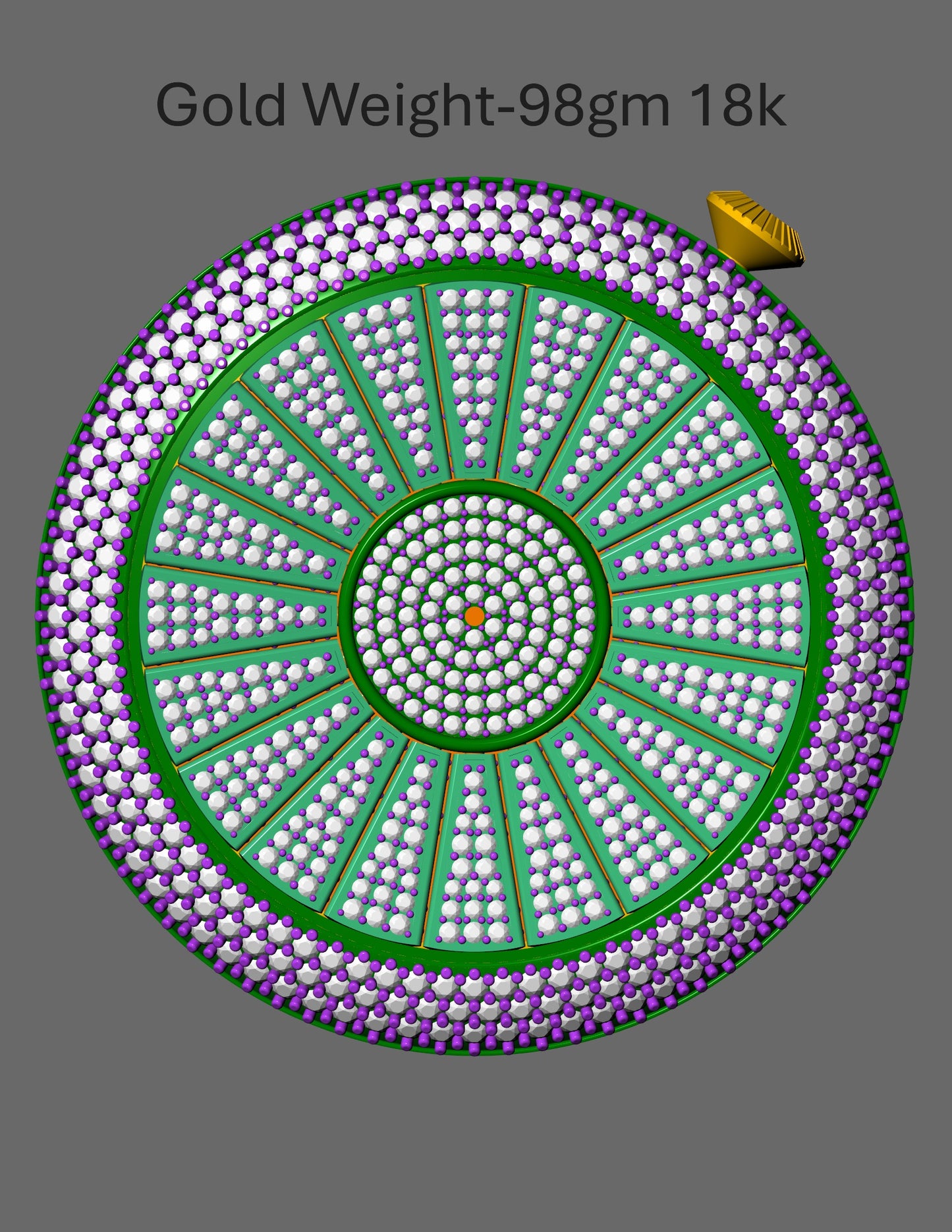 Palmiero Alter Inspired Watch Pendant CAD Rotating Triple Dial Full Pave Diamond