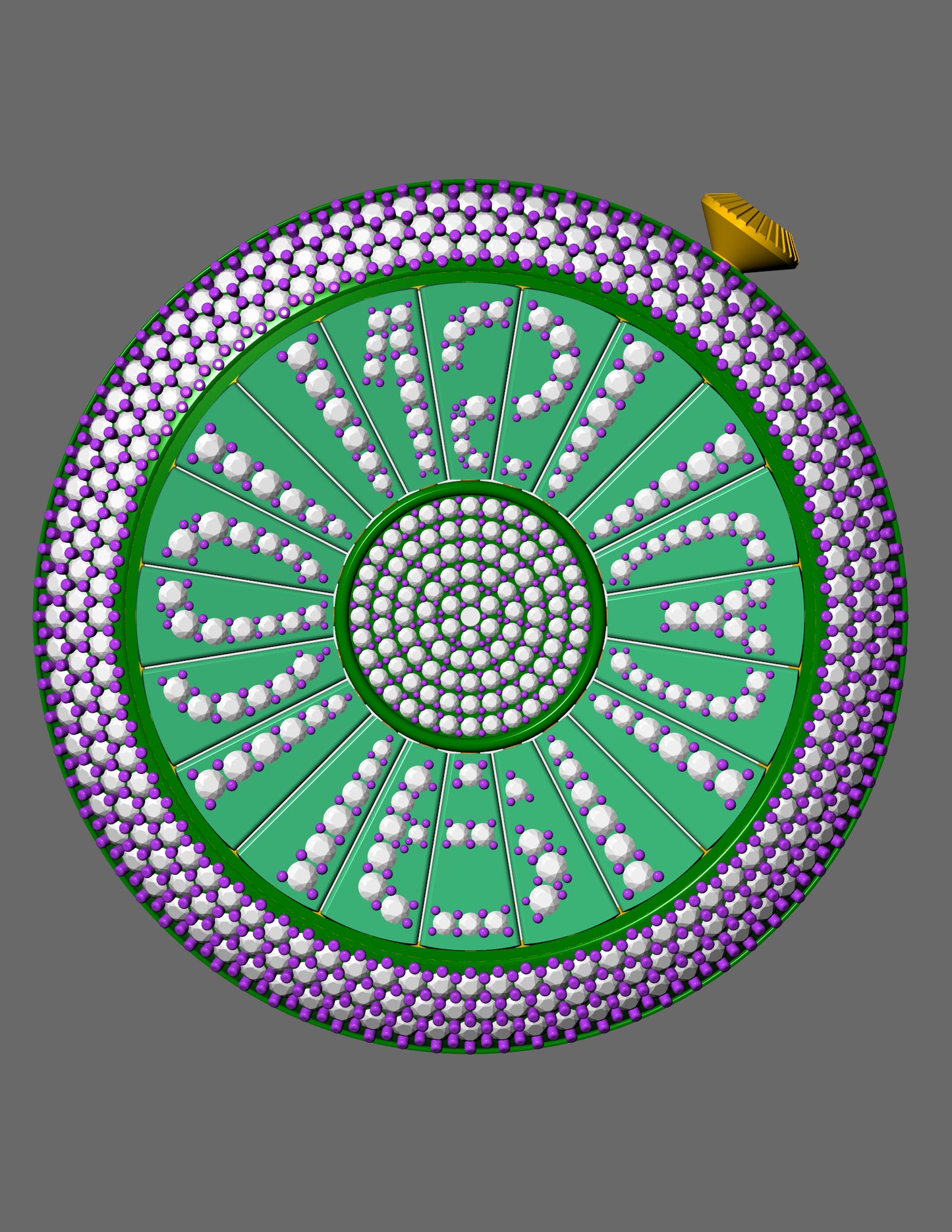 Palmiero Alter Inspired Watch Pendant CAD Rotating Triple Dial Full Pave Diamond
