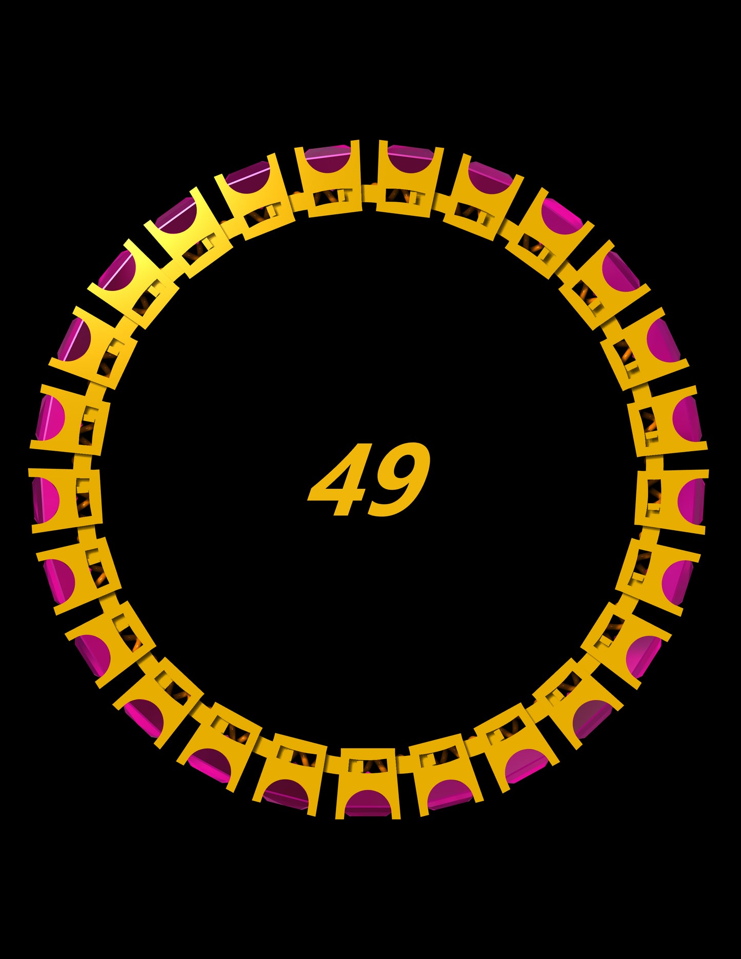 Princess Cut Spring Bracelet CAD File | Flexible Gold Bangle Design with 49 Stones | 3DM & STL Download