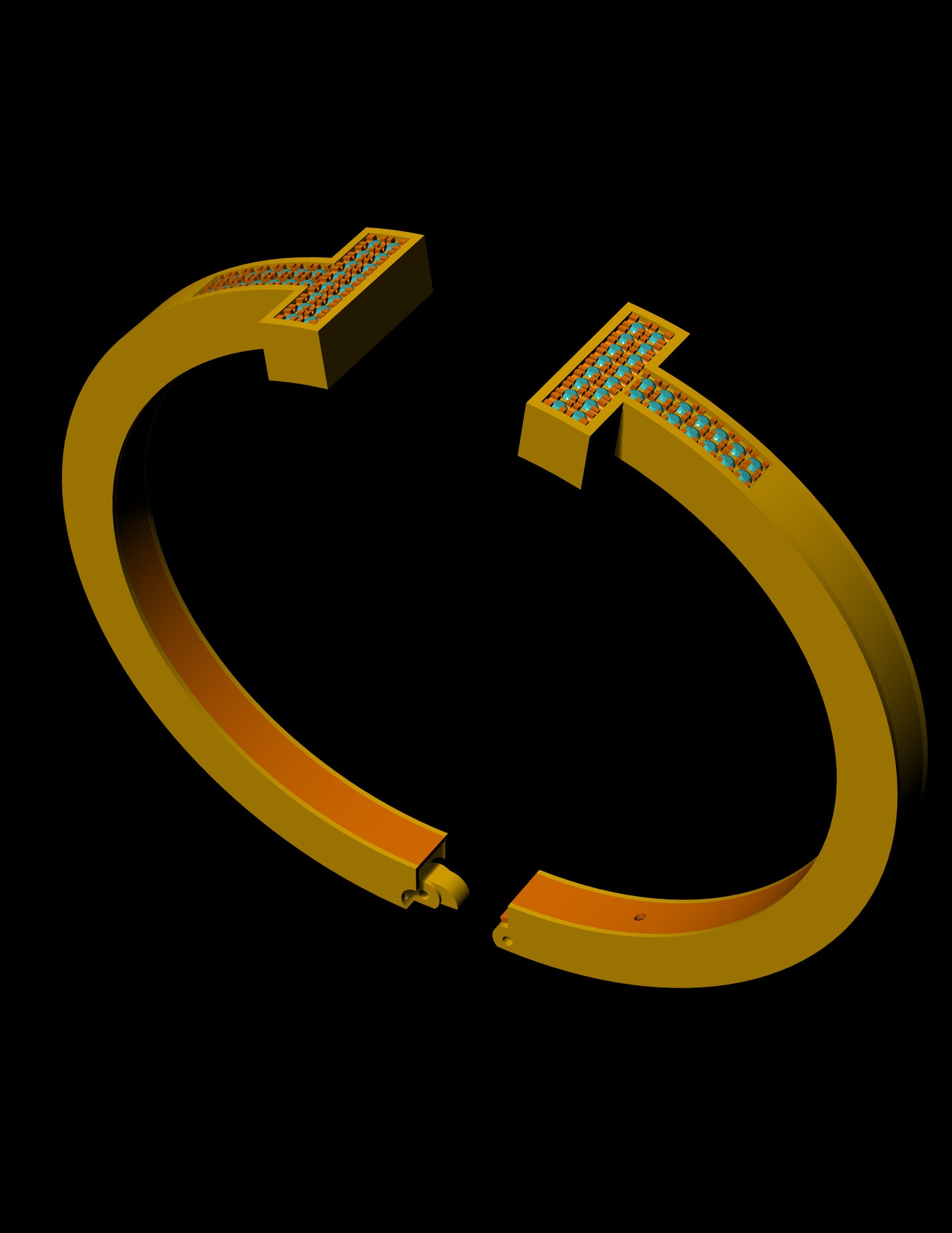 Tiffany Double T-Inspired Diamond Bracelet CAD Design Size 61/48 | STL & 3DM Files