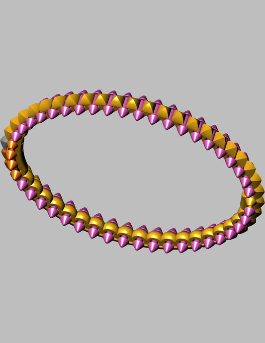 Cartier Inspired Clash Style Gem Bangle CAD Bold Spiked Dome Bracelet Hidden Clasp