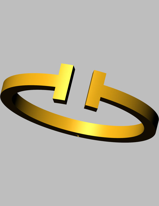 Tiffany T1 Open Bangle Inspired CAD Sleek Gold Design with Interlocking T Bar Ends