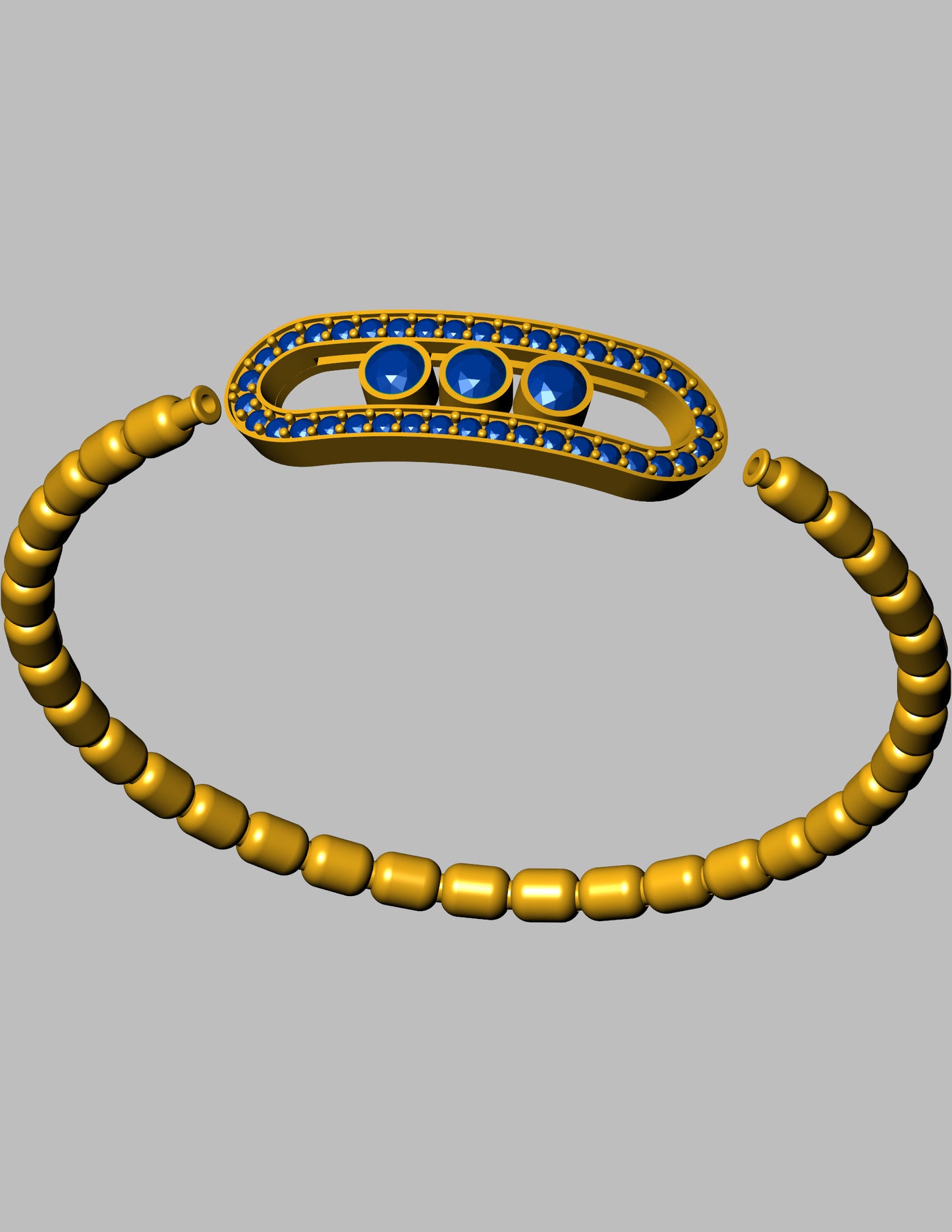 Sliding Center Beaded Bracelet CAD Flexible Channel Set Design