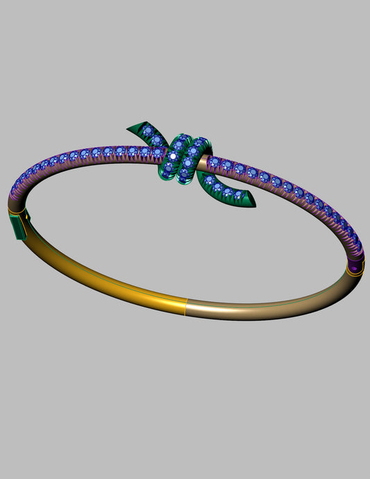 Tiffany Inspired Diamond Knot Bangle CAD File With Hidden Clasp Lock Mechanism