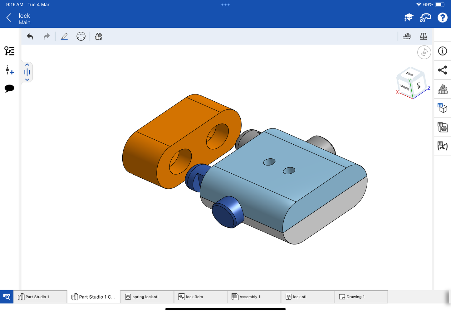 Lock with spring for bracelet and chain CAD file 3DM file