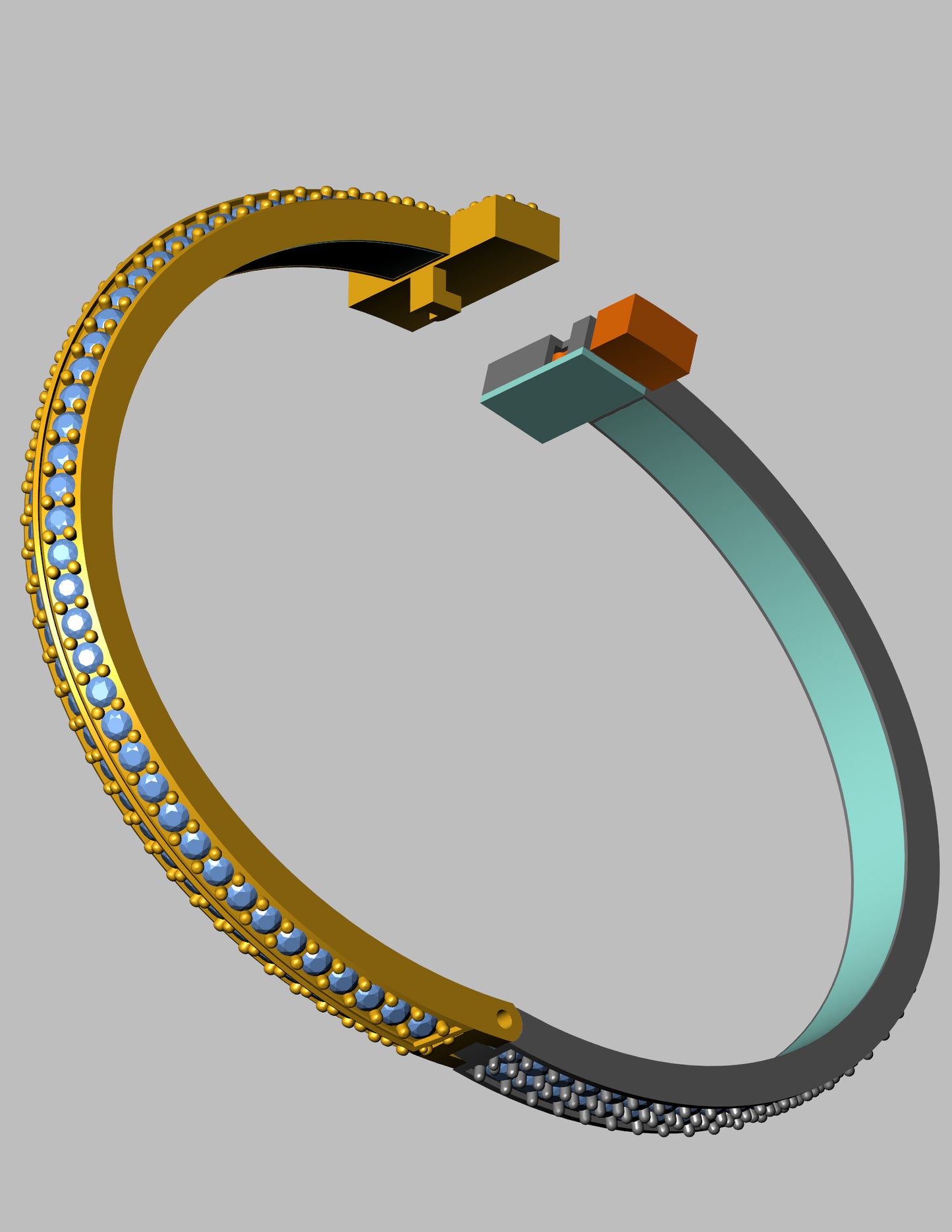 Tiffany T1 Inspired Bold Pave Diamond Bangle CAD