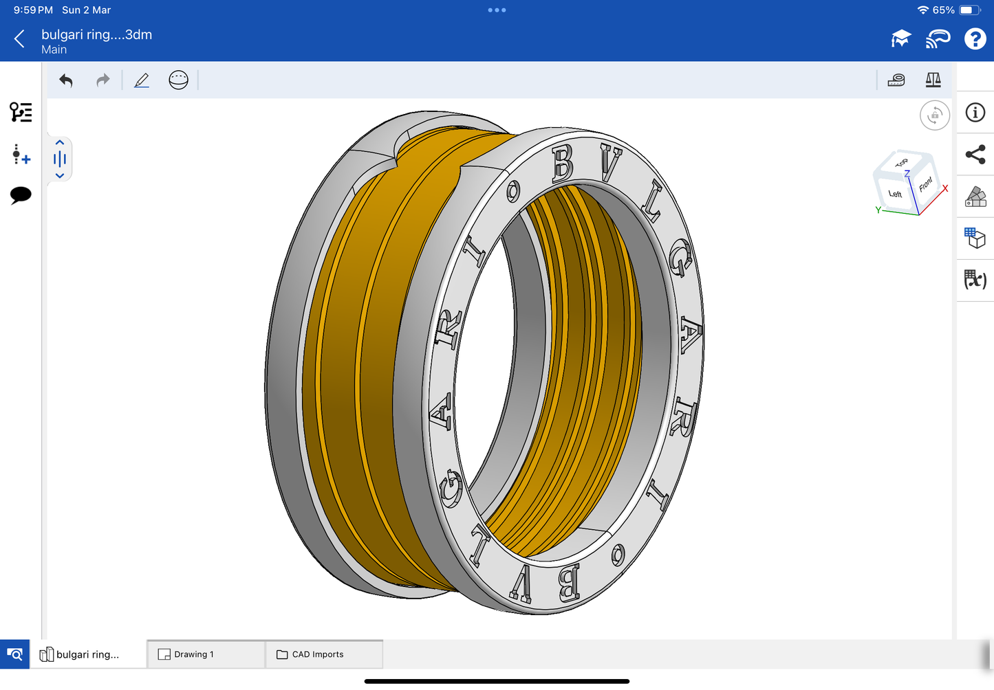Bulgari B.zero1 ring CAD file 3DM file STL file