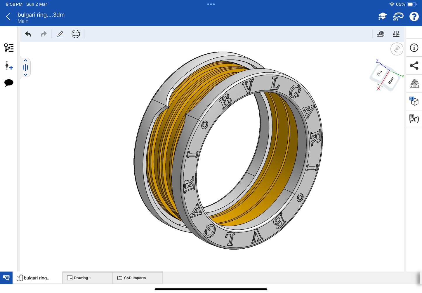 Bulgari B.zero1 ring CAD file 3DM file STL file