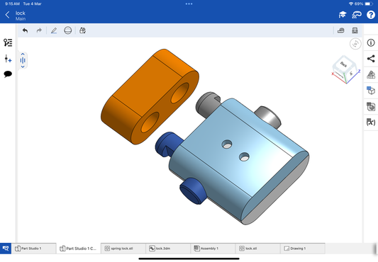 Lock with spring for bracelet and chain CAD file 3DM file