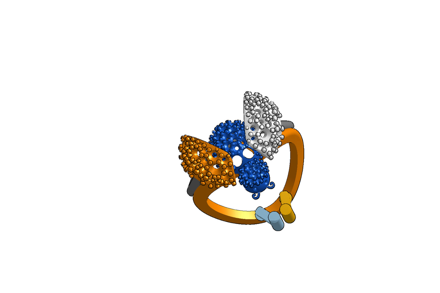 Wings opening and closing mechanism ring CAD file 3DM file