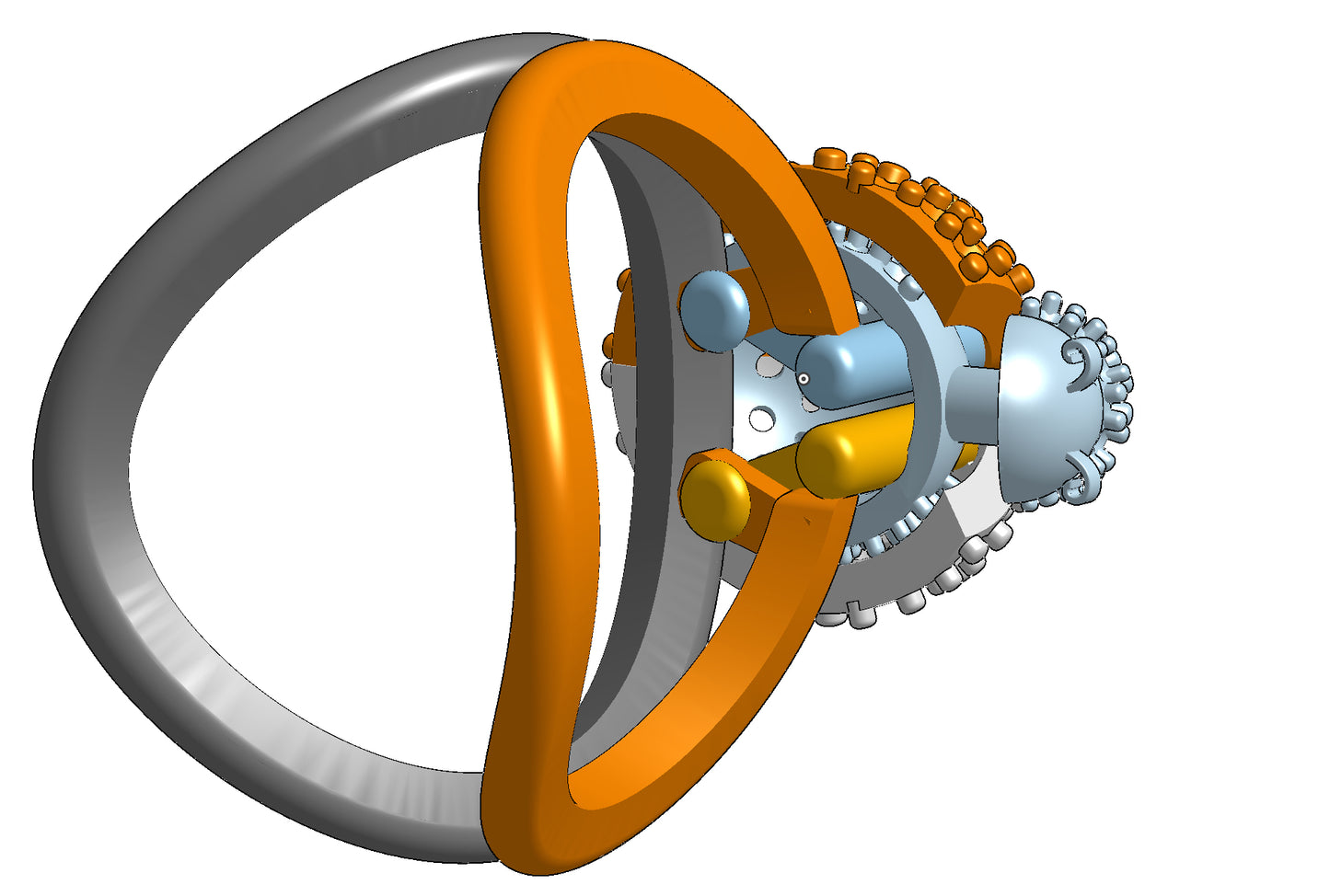 Wings opening and closing mechanism ring CAD file 3DM file