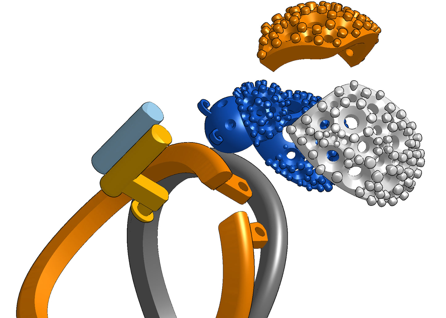 Wings opening and closing mechanism ring CAD file 3DM file