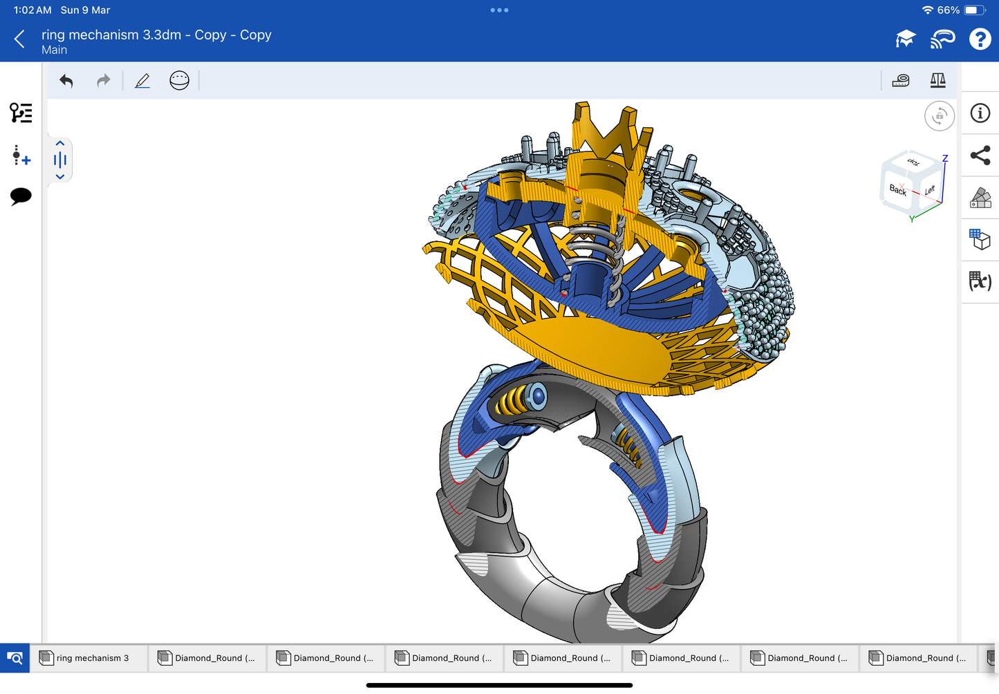 Six stone colour changing mechanism ring CAD file 3DM file STL file