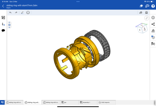 Stone colour, changing mechanism ring CAD file, 3DM file and STL file