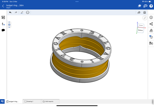 Bulgari B.zero1 ring CAD file 3DM file STL file