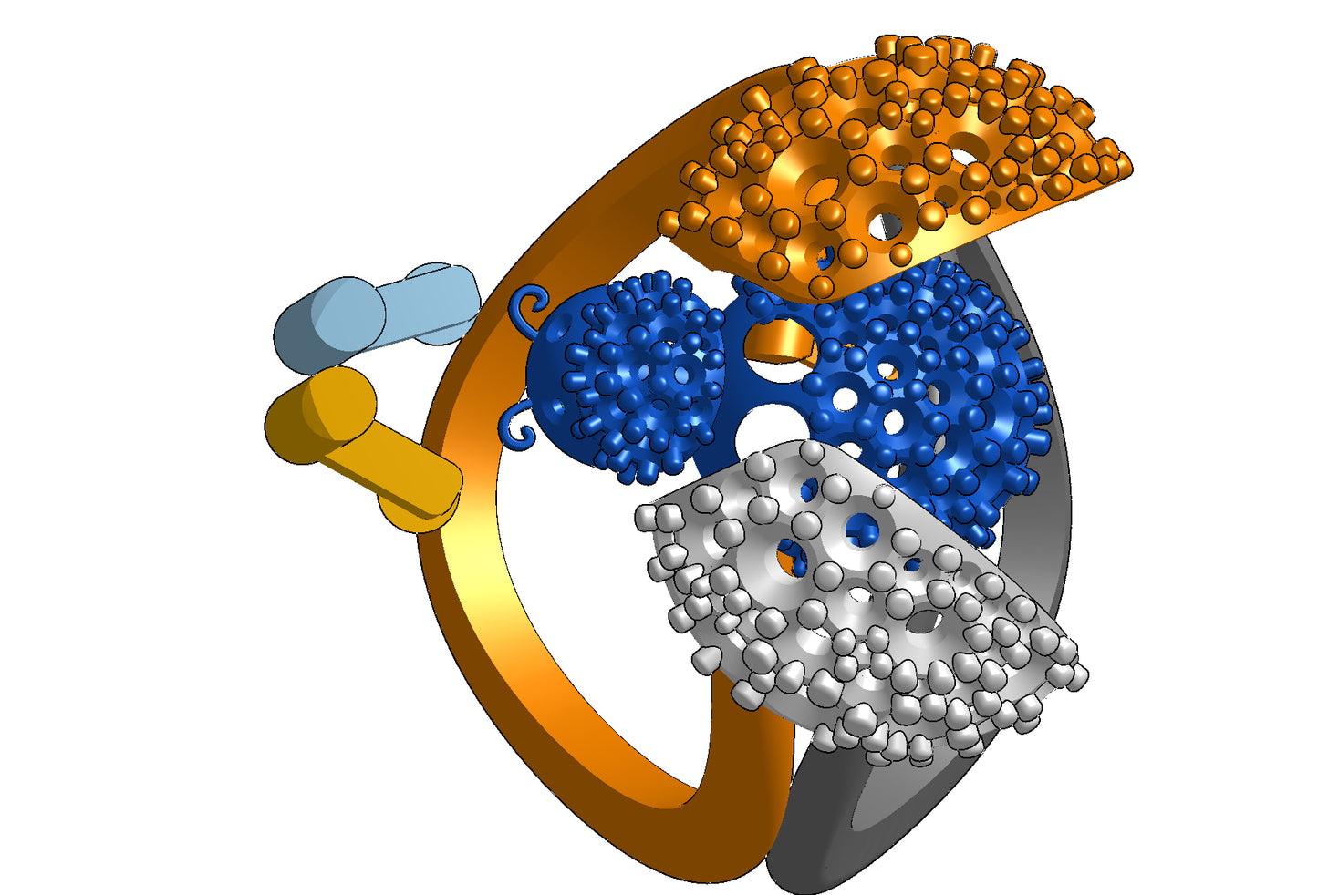 Wings opening and closing mechanism ring CAD file 3DM file