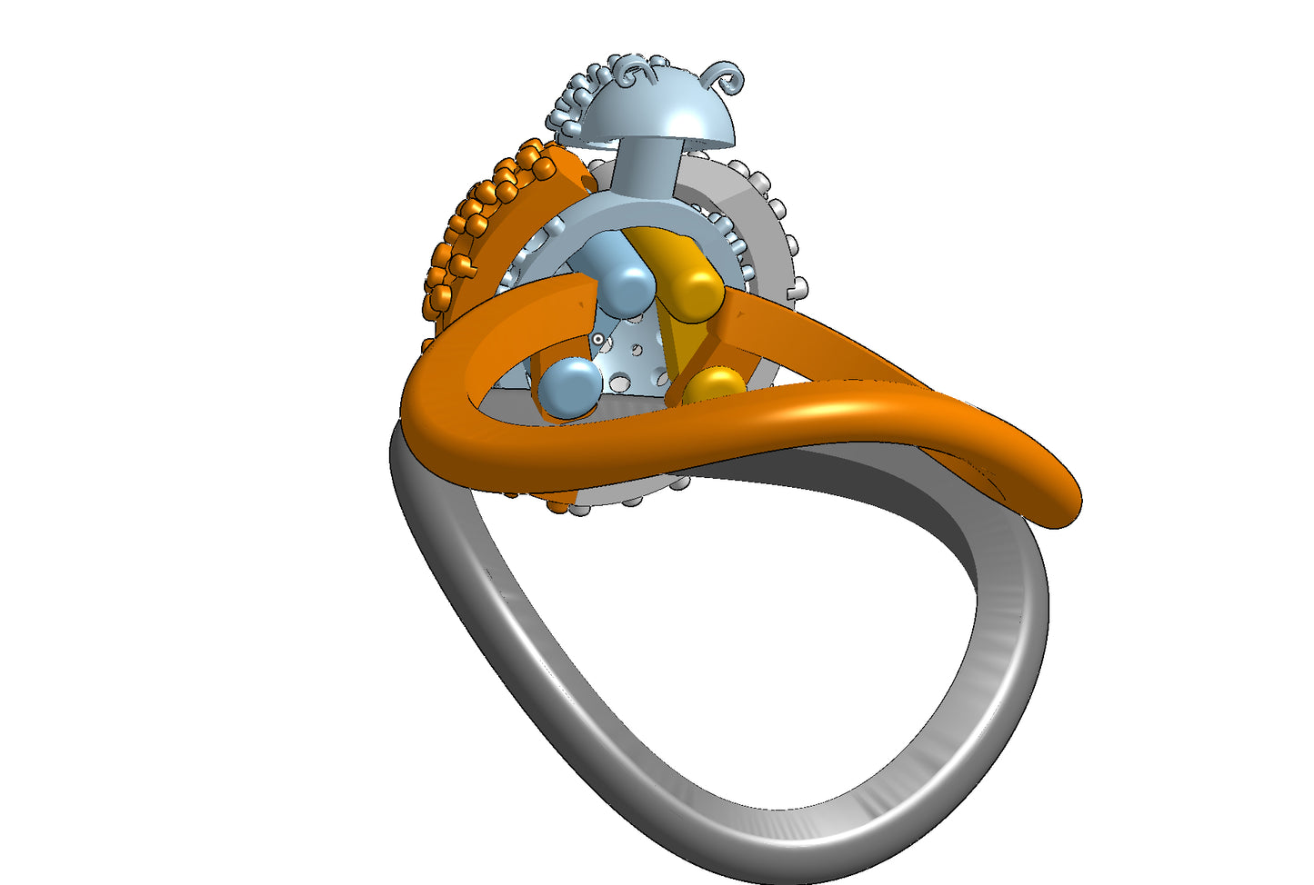Wings opening and closing mechanism ring CAD file 3DM file