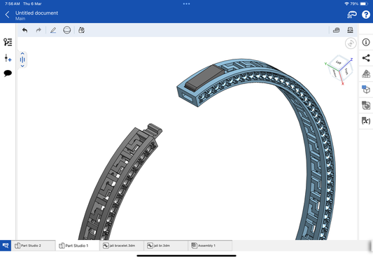 Jali bracelet with spring lock CAD file 3DM file STL file