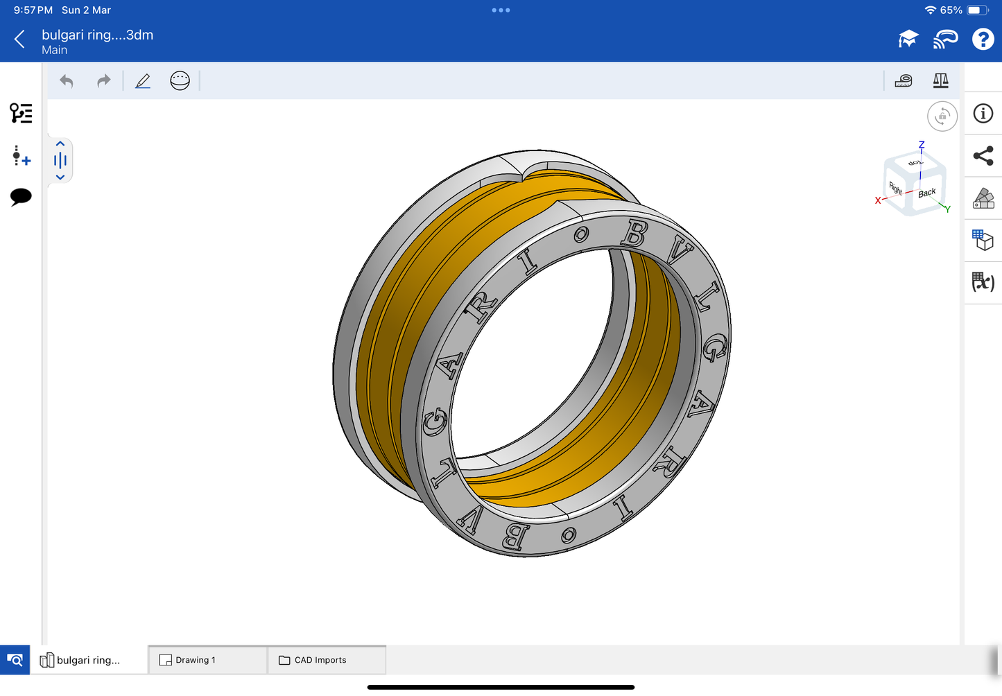 Bulgari B.zero1 ring CAD file 3DM file STL file