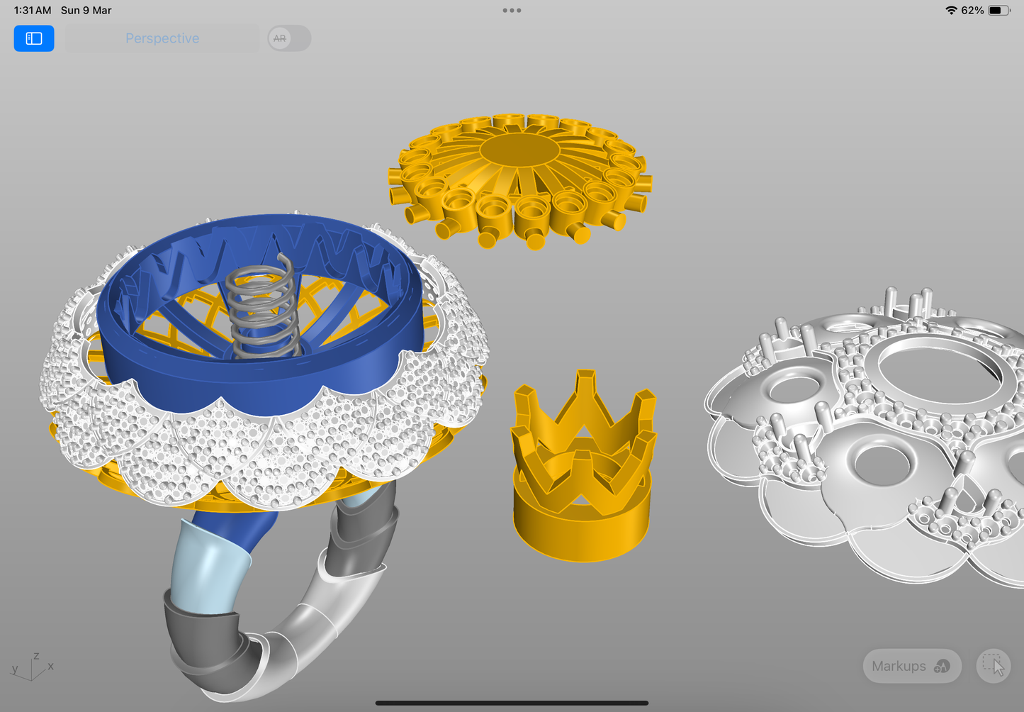Six stone colour changing mechanism ring CAD file 3DM file STL file