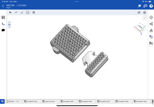 Lock for bracelet and chain CAD file 3DM file and stl