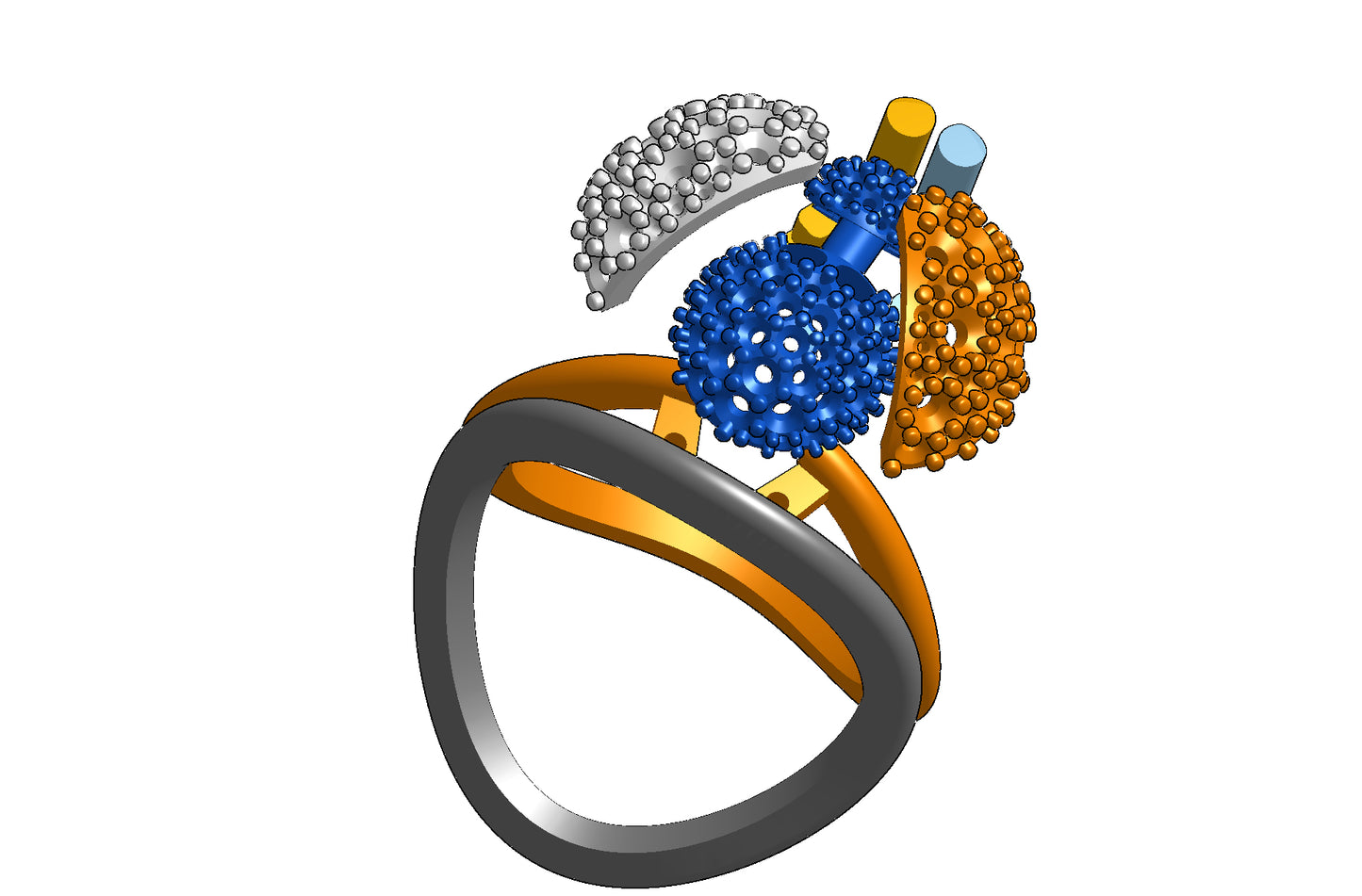 Wings opening and closing mechanism ring CAD file 3DM file
