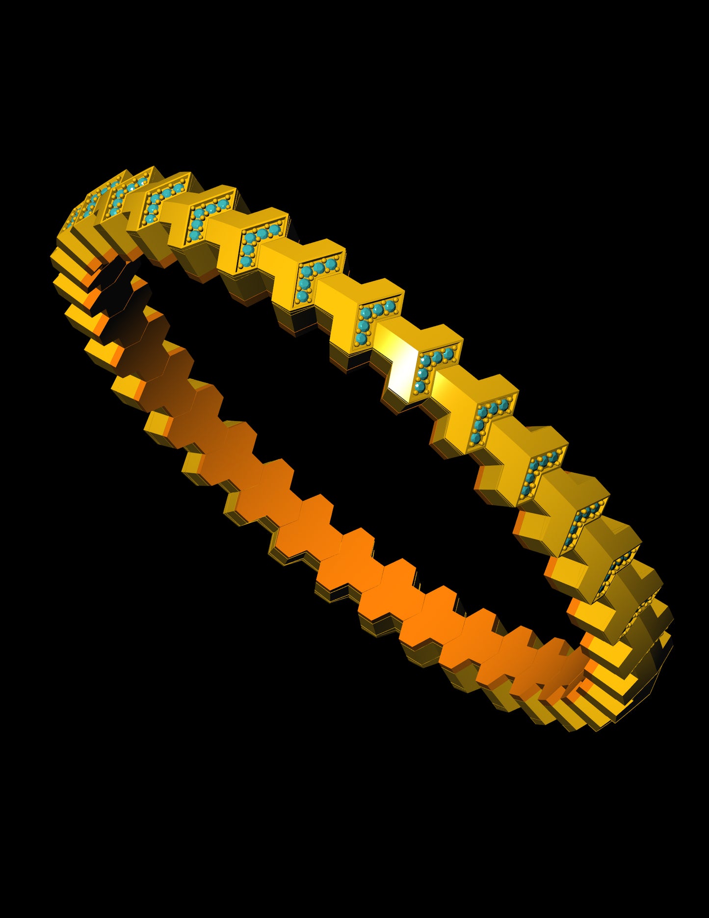 HexaFlex Stretchable Bracelet CAD Geometric Link Design
