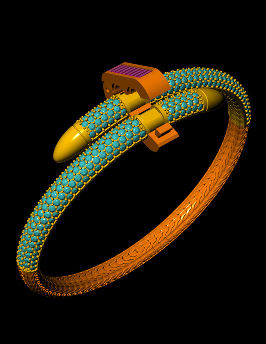 Modern Locking Bracelet CAD Pave Clasp with Flexible Base
