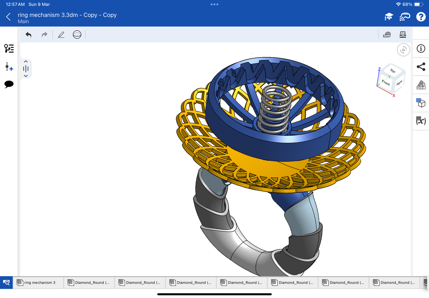 Six stone colour changing mechanism ring CAD file 3DM file STL file