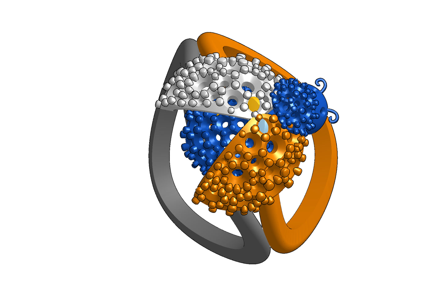 Wings opening and closing mechanism ring CAD file 3DM file