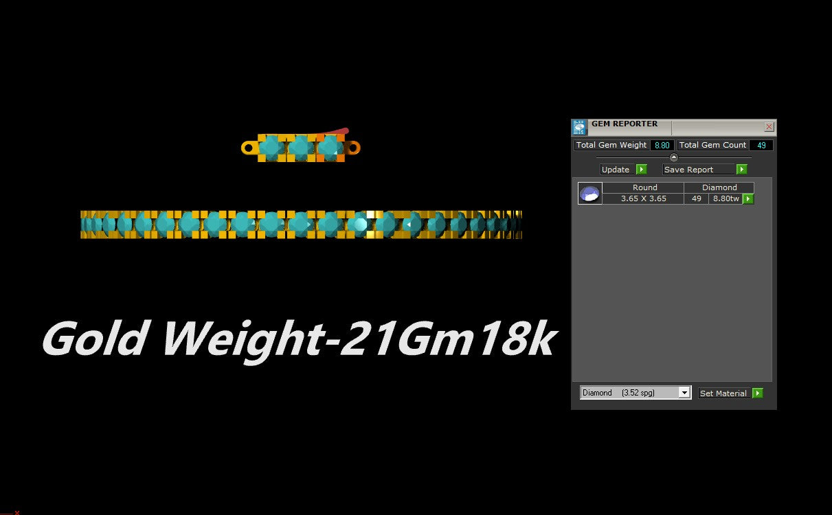 Diamond Tennis Bracelet CAD Design STL & 3DM Files